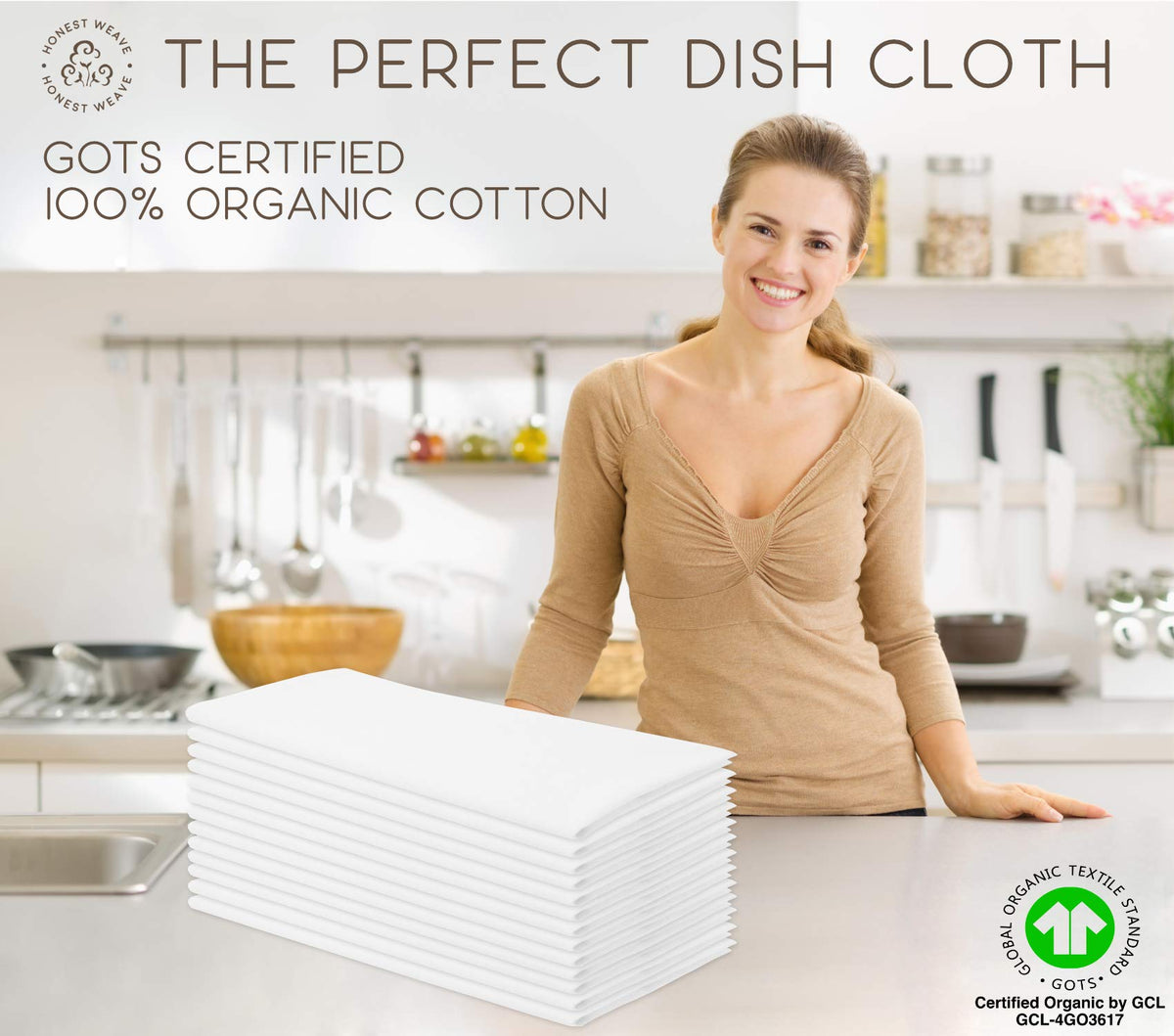 HONEST WEAVE flour-sack-towel fully hemmed for durable, long-lasting use