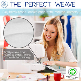 HONEST WEAVE flour-sack-towel mitered corners offer premium finish and quality