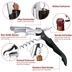 Honoson black pocket-size corkscrew is easy to carry