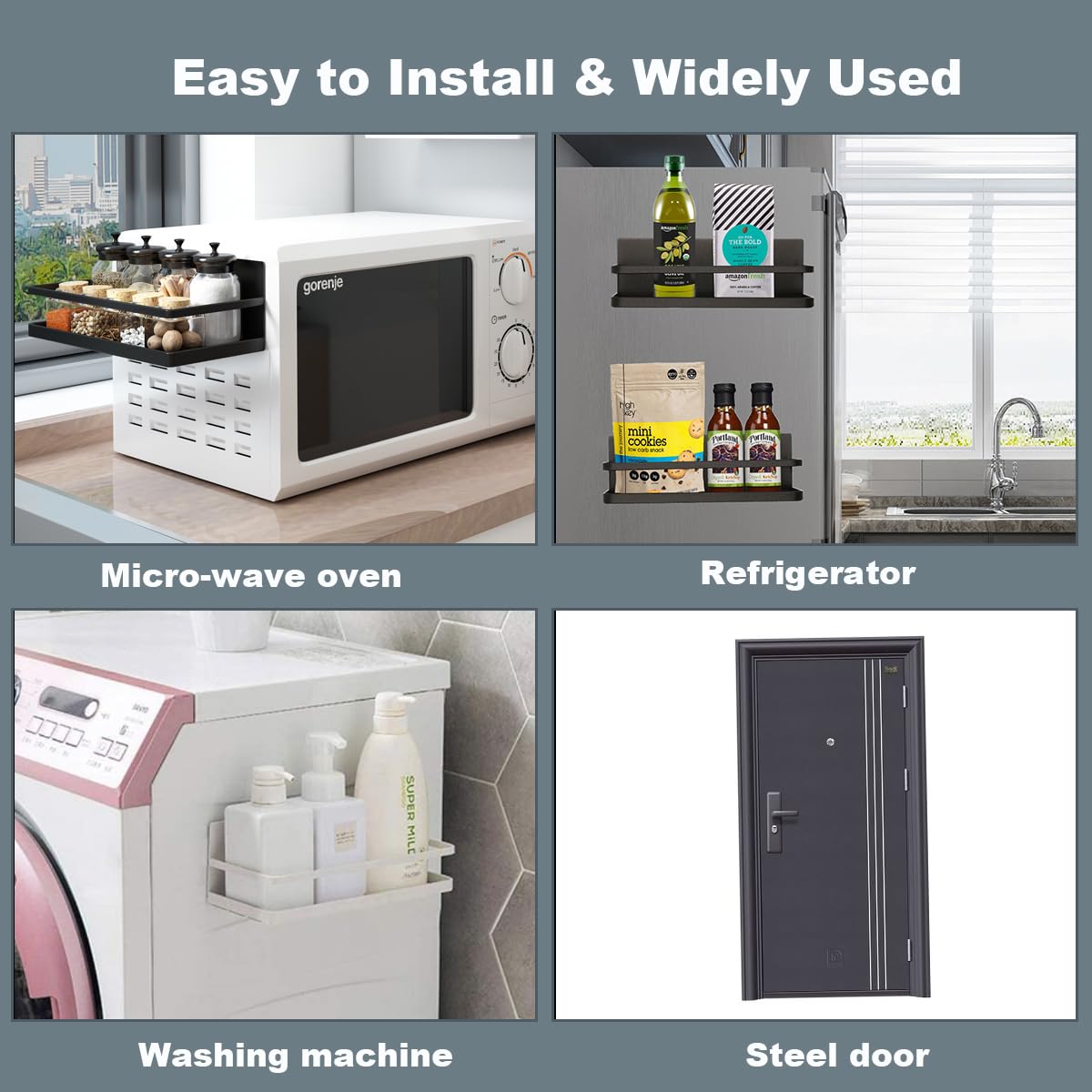 Hoopoton kitchen organizer steel rack offers durable magnetic storage.