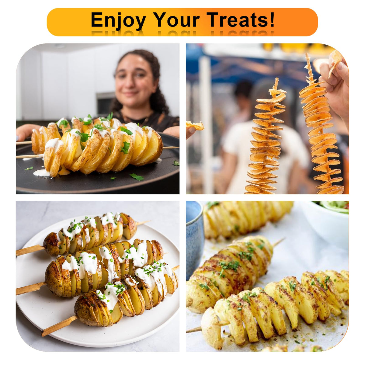 Hoqqf Twisted Potato Slicer stainless steel blade close-up shows durable sharp blades for precise slices.