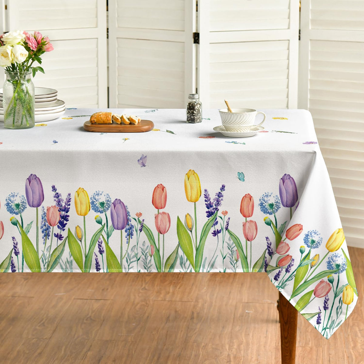 Horaldaily Spring Summer Tablecloth 60x120 inches adds color and protection to your table.