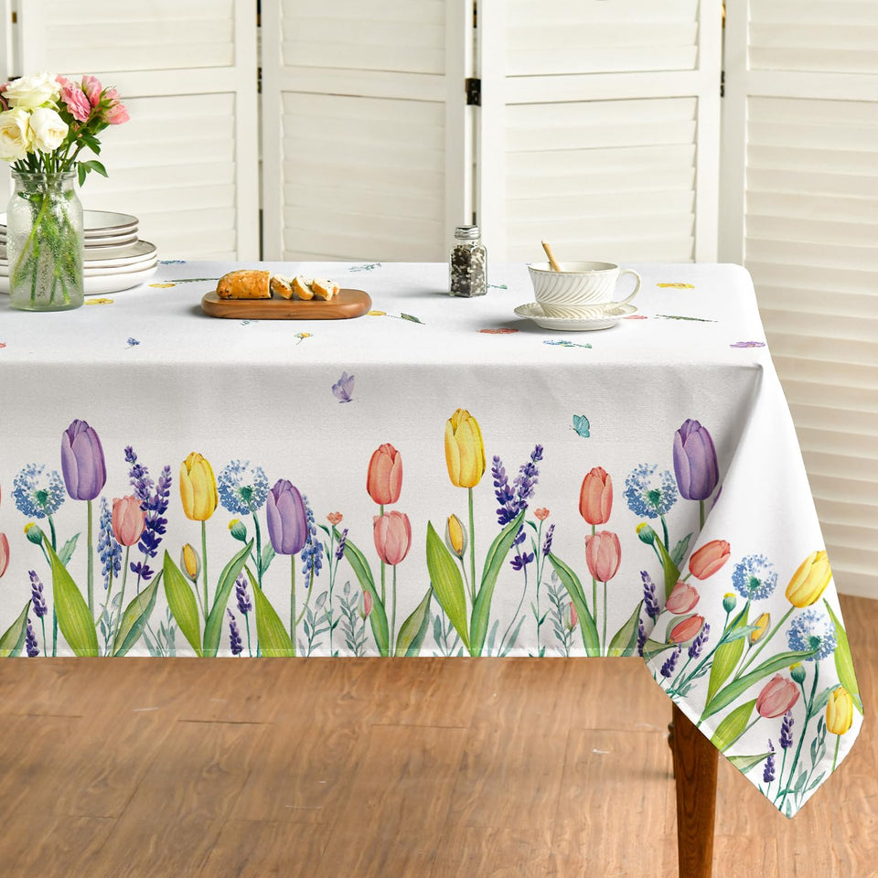 Horaldaily Spring Summer Tablecloth 60x120 inches adds color and protection to your table.