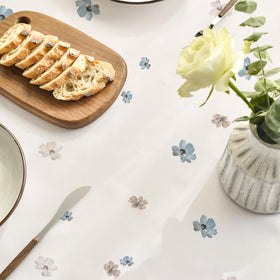 Horaldaily watercolor tablecloth in home dining scene for everyday entertaining