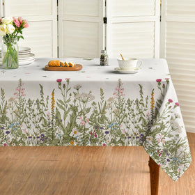 Horaldaily wild flowers tablecloth close-up highlights vibrant colors for festive dining