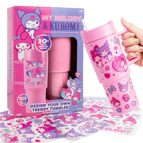 Horizon My Melody & Kuromi tumbler with pink decal sheets for personalized style on the go.
