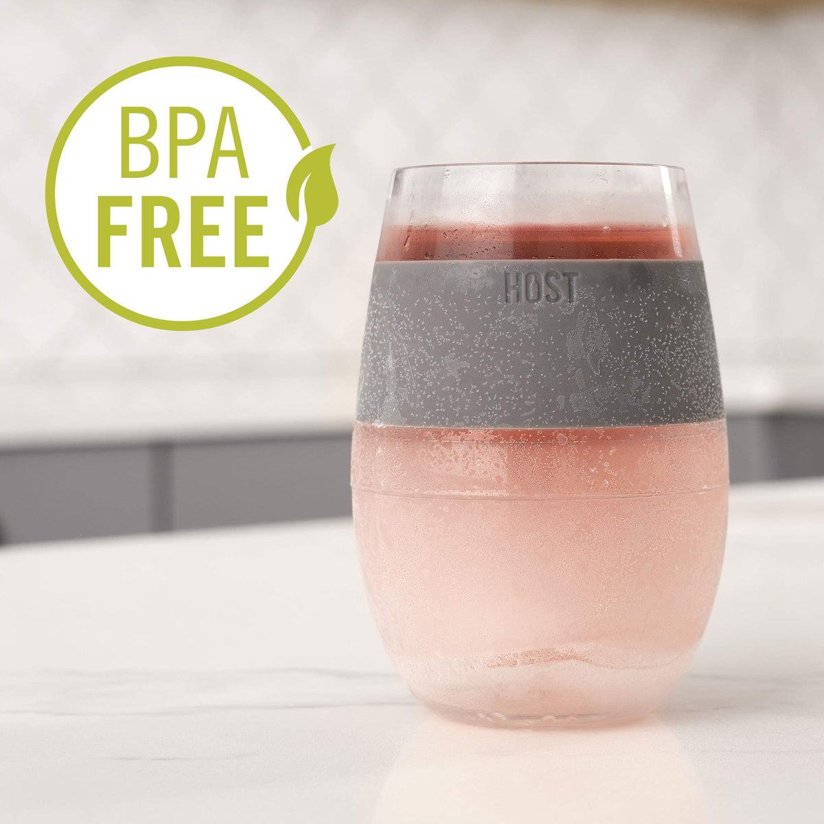 Temperature control cues for wine service using Host Freeze Cup.