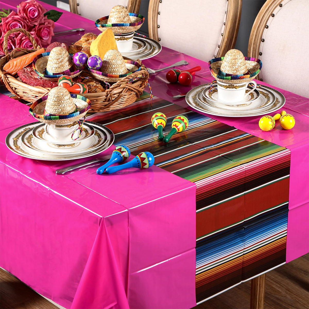 Hosuly durable PE plastic tablecloth handling lively party setup