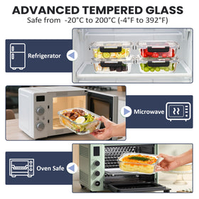 HOTEC borosilicate glass container with food demonstrates temperature resilience for reheating
