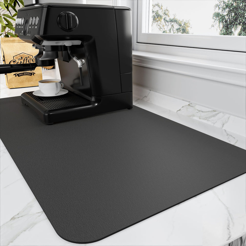 HotLive coffee mat with absorbent surface for quick spill drying on counters.