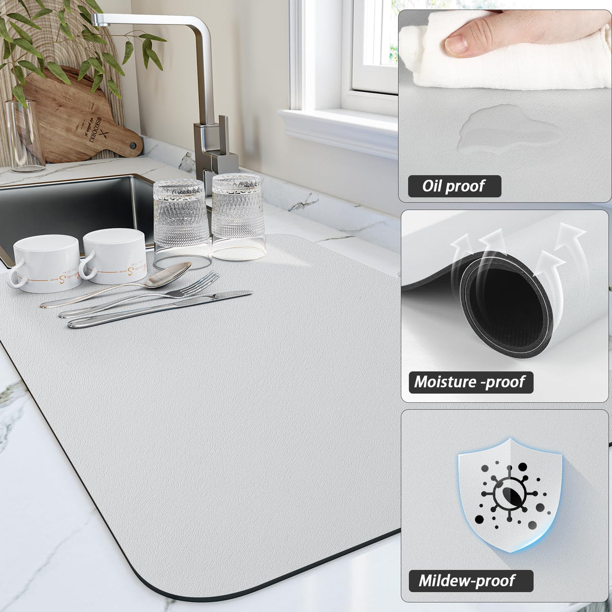 HotLive heat-resistant backing protects countertops during hot dish contact