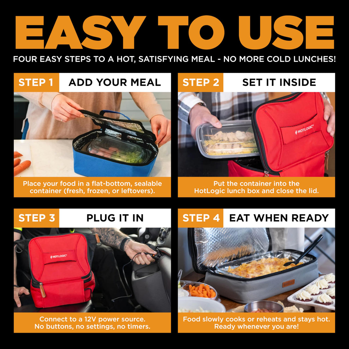 HOTLOGIC Mini set up in car to provide warm meals on the go