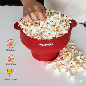 HOTPOP cherry color brightens counters during popcorn sessions.
