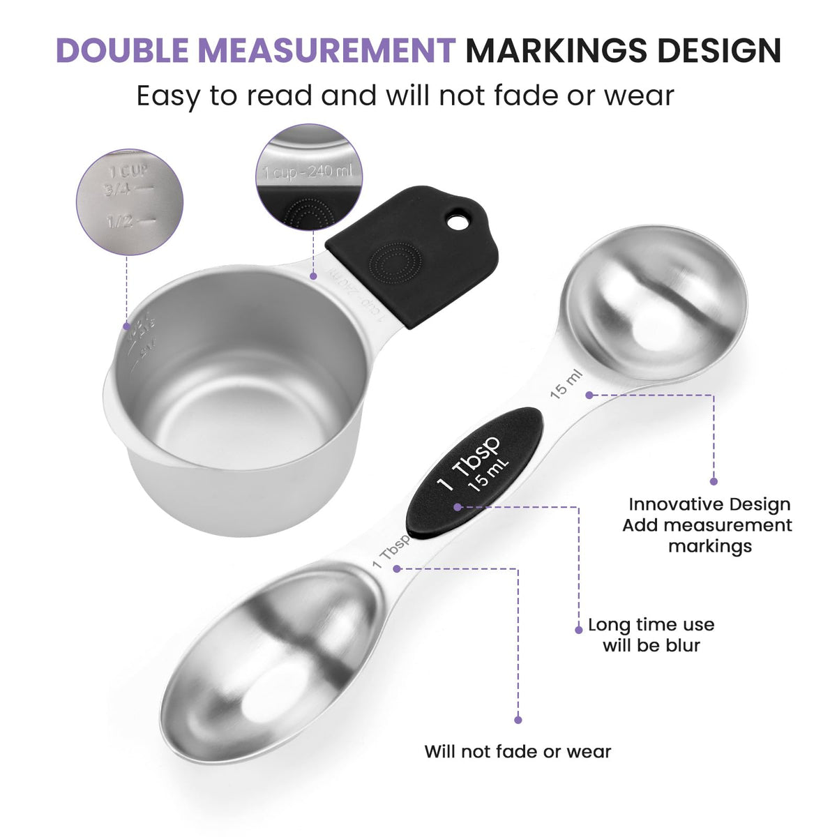 HOUJIP matte stainless steel cups with non-slip silicone handles