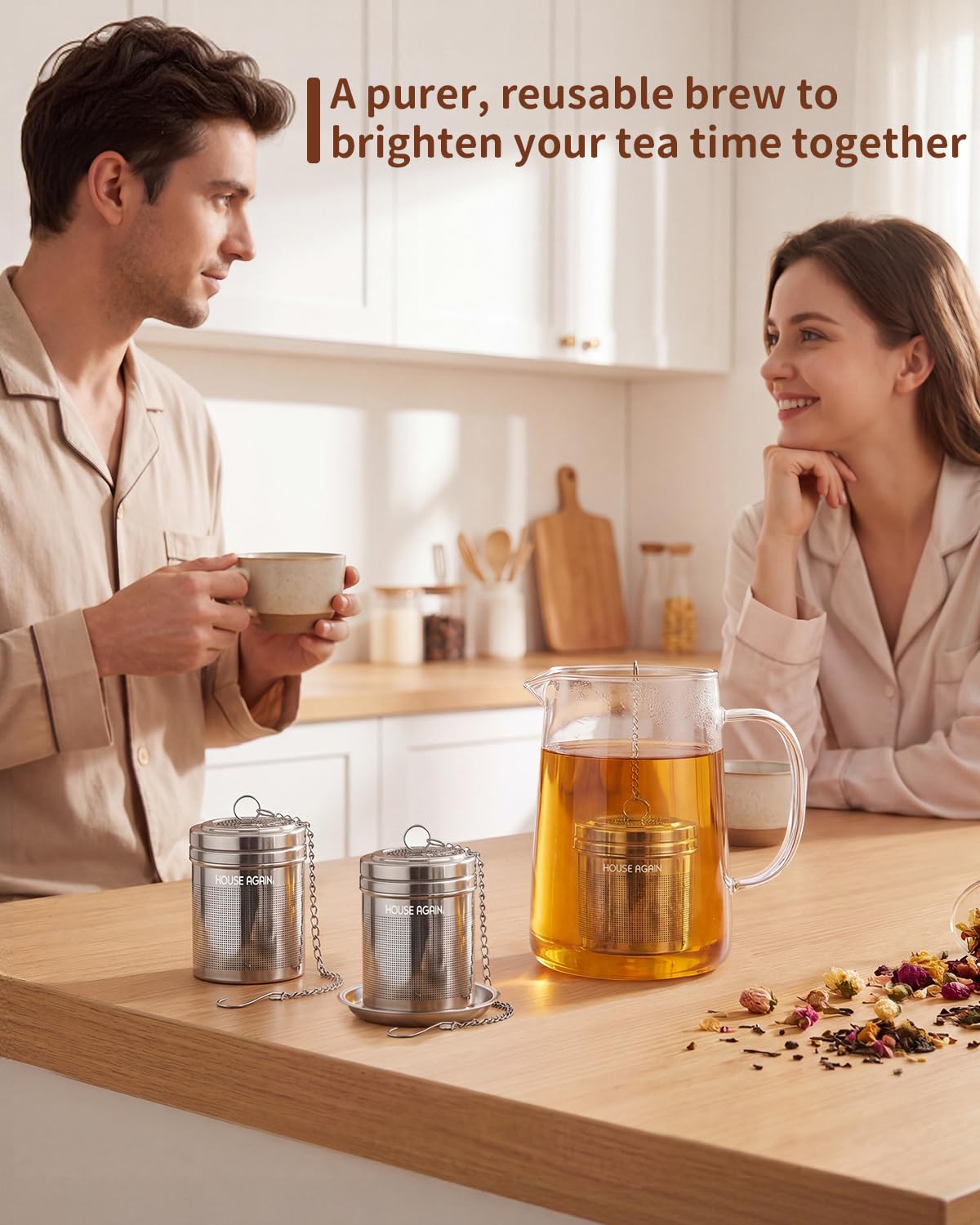 House Again reusable infuser set helps reduce waste compared with bags.