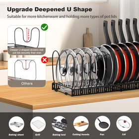 Housolution 14-divider design enables precise separation for lids and pans