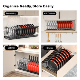 Housolution space-saving solution stores lids, pans, and trays in a compact rack