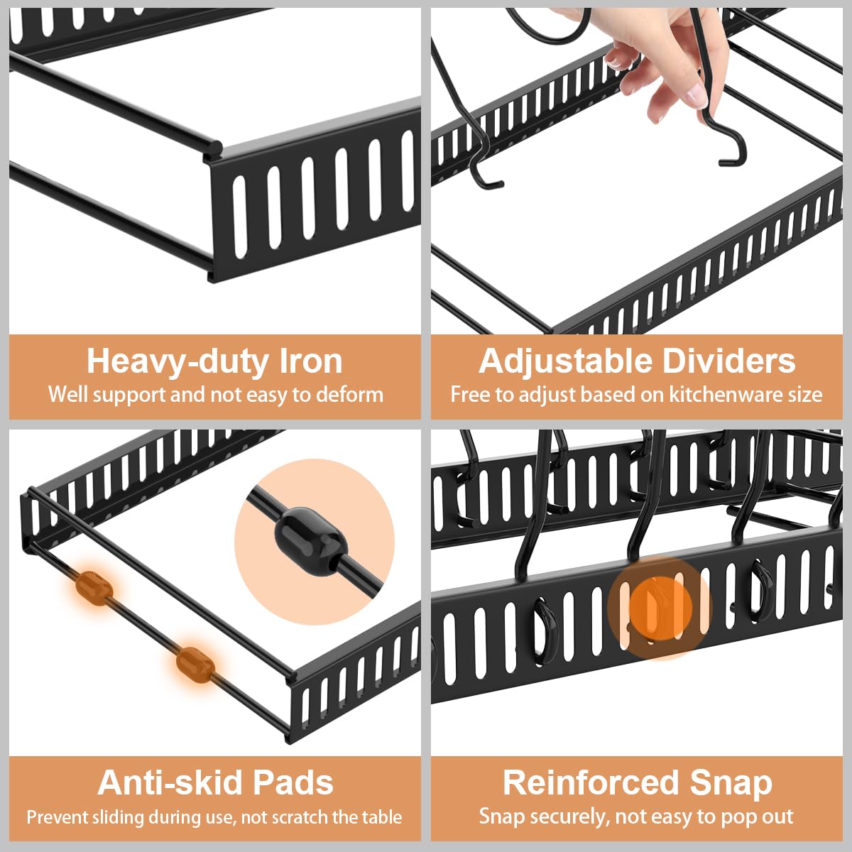 Housolution stainless steel construction provides sturdy, long-lasting support for heavy pans.