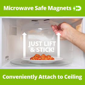 Hover Cover anti-splash lid reducing microwave mess during reheating