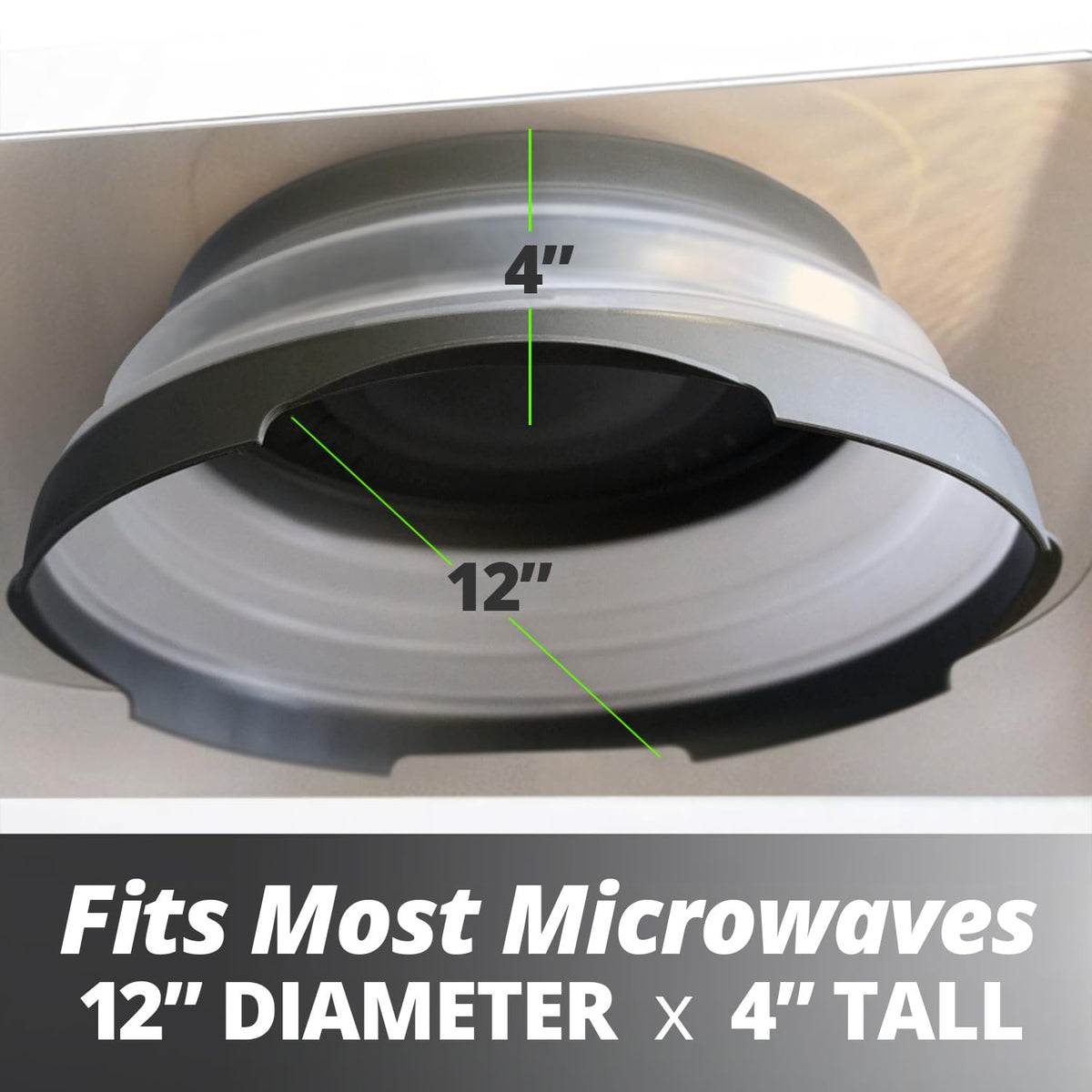 Hover Cover collapsible 12x12 lid expanding to fit tall bowls