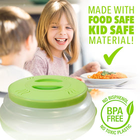 Hover Cover ergonomic handle makes lifting easy during busy meal prep.