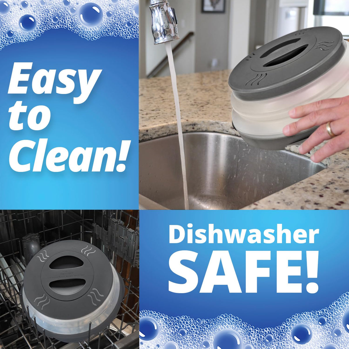 HOVER COVER with built-in vents prevents soggy results and preserves freshness.