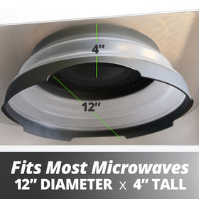 HOVER COVER strong magnetic grip securing lid to microwave interior for easy access.