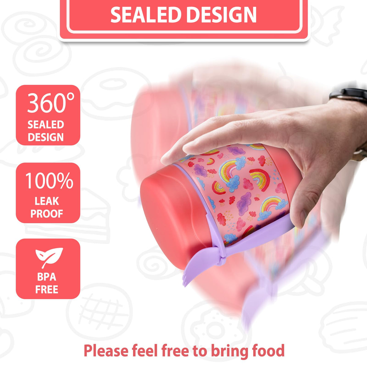 Howeemo leak-proof lid prevents spills in backpacks and bags.