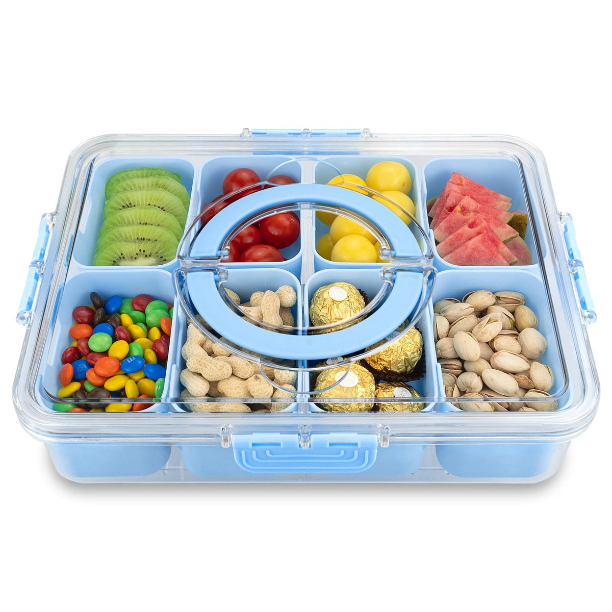 HRXFOZ snack organizer for fruits nuts and candy blue