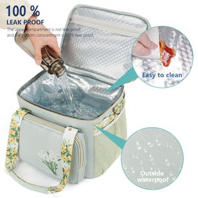 HSHRICH lunch bag offers top handle and adjustable strap for versatile carrying.