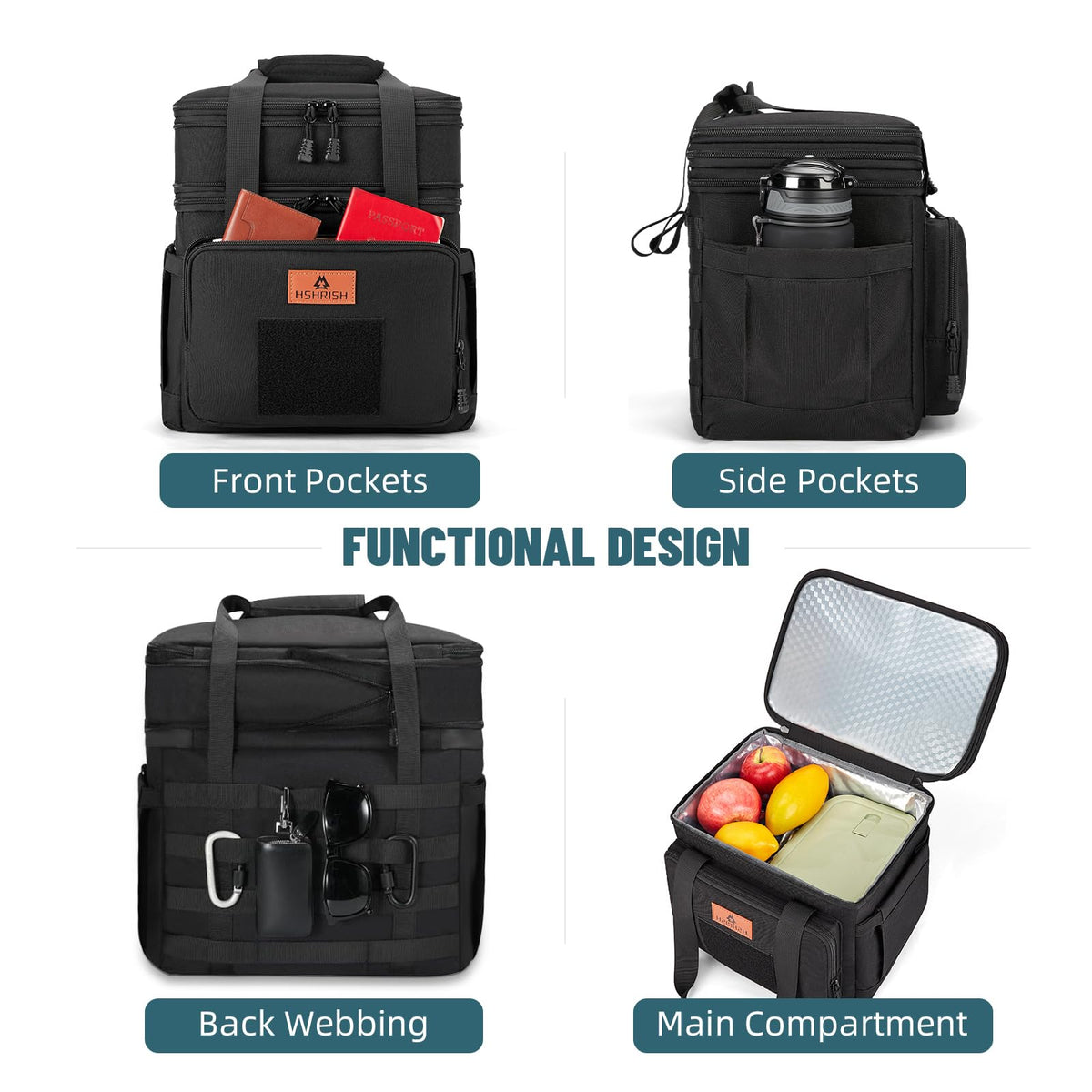 HSHRISH lunchbox made of waterproof 900D Oxford fabric for daily rugged use