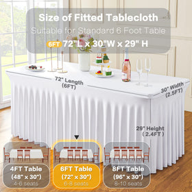 Htper elegant pleated edge adds refined style to 6ft tables.
