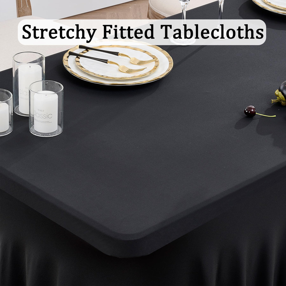 Htper spandex tablecloth wrinkle-free stretch for quick setup and reuse.