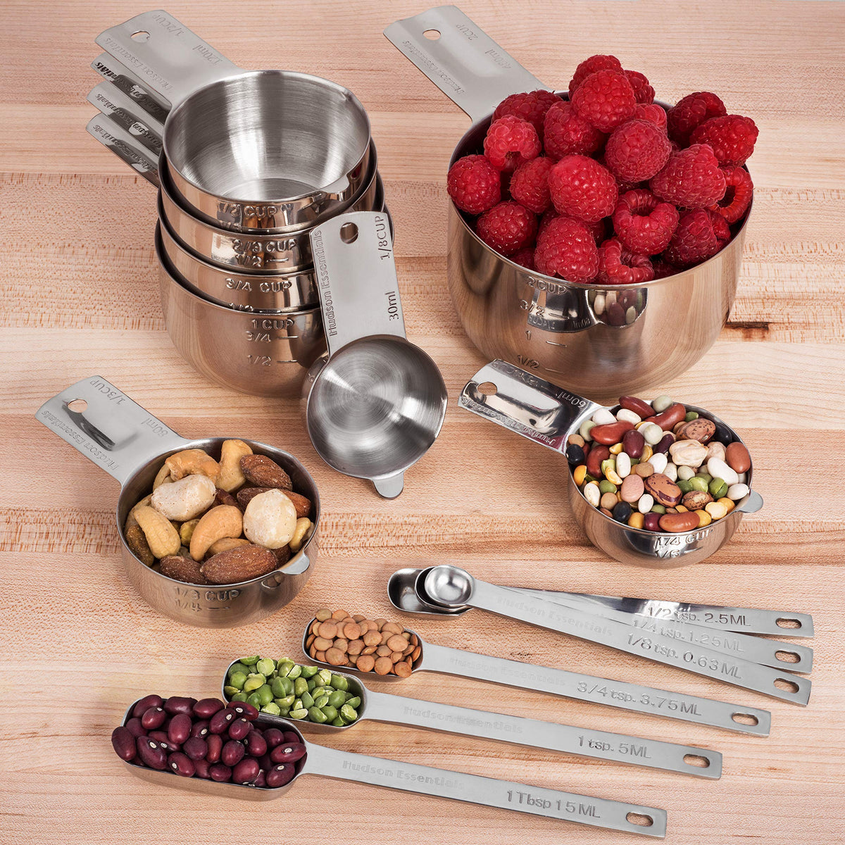 Hudson Essentials 18/8 stainless steel construction resists rust and corrosion.
