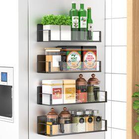 HuggieGems magnetic spice rack on fridge side keeps spices within easy reach
