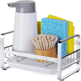 HULISEN kitchen sink sponge holder keeps counter organized and tidy.