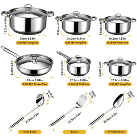 Hunnycook six pots with matching lids for organized cooking