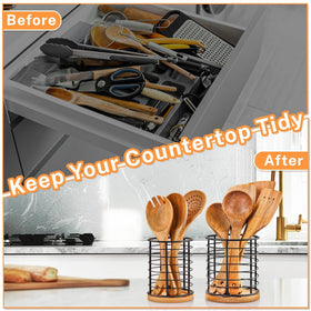 Hunnycook two-piece set keeping utensils neatly organized on the counter.