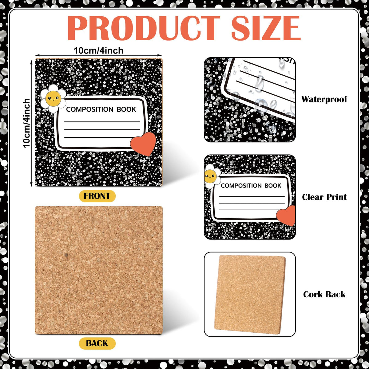 Hushee coasters showing cork base for slip resistance and desk protection