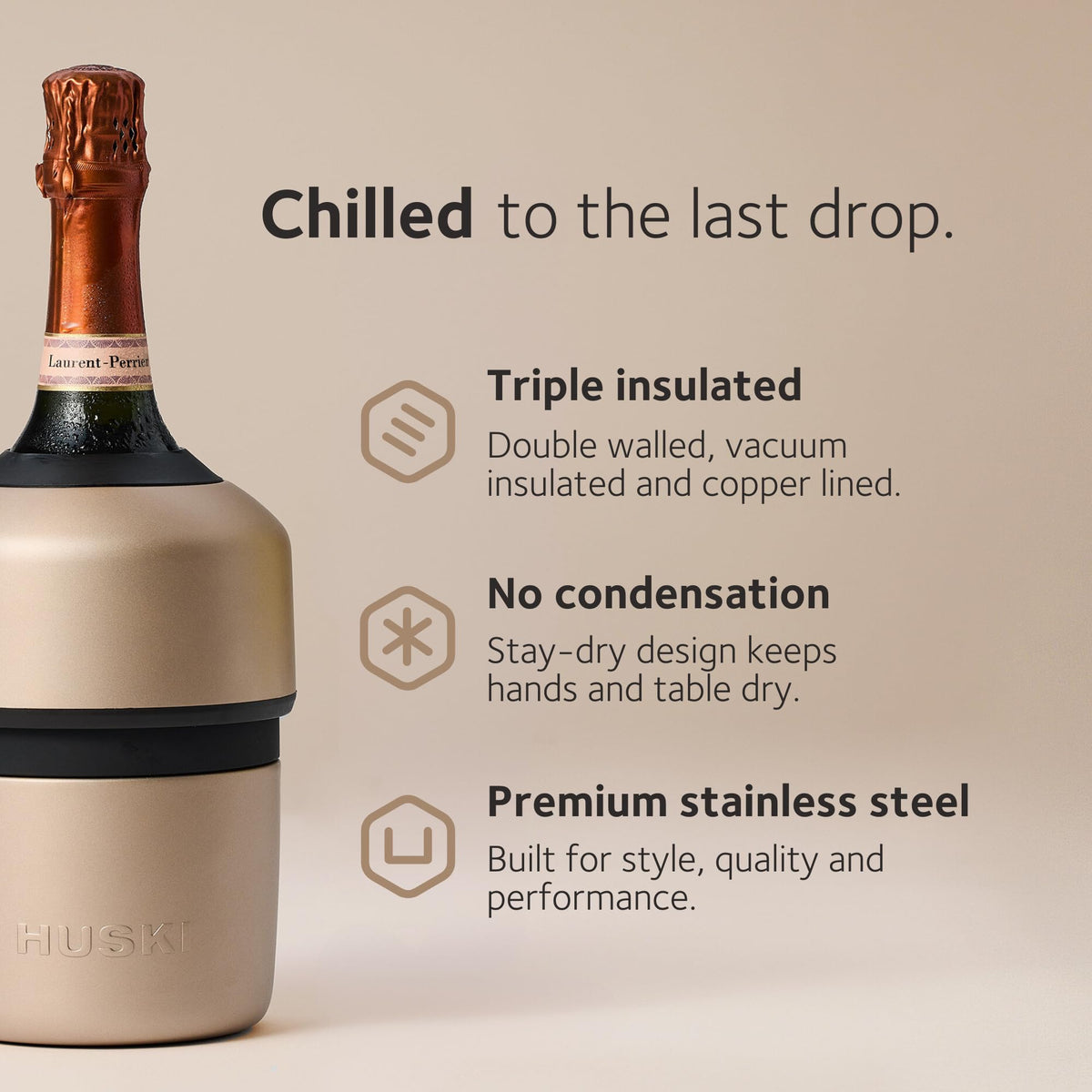 Huski Champagne Chiller table-ready design adds elegance to any setup