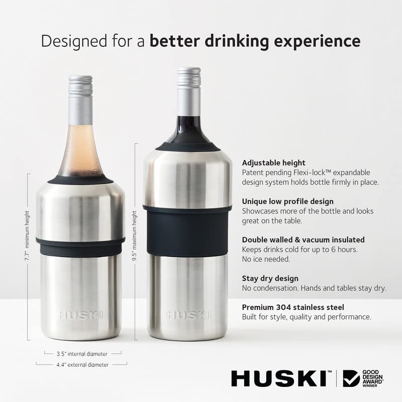 Huski wine chiller inner copper plating improves thermal efficiency.