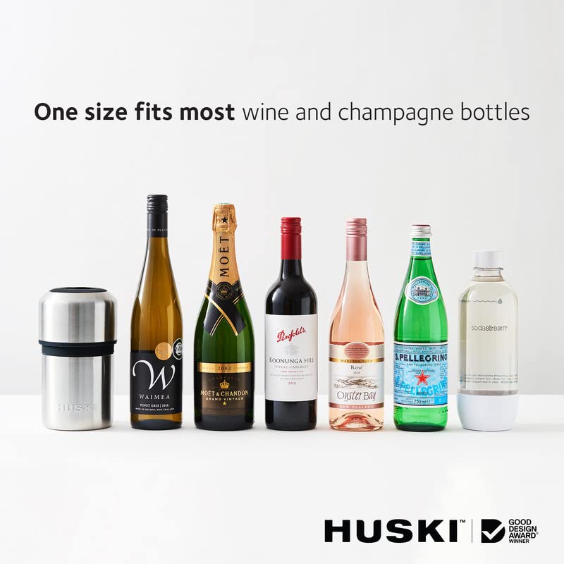 Huski wine chiller low-profile design showcases more of the bottle.
