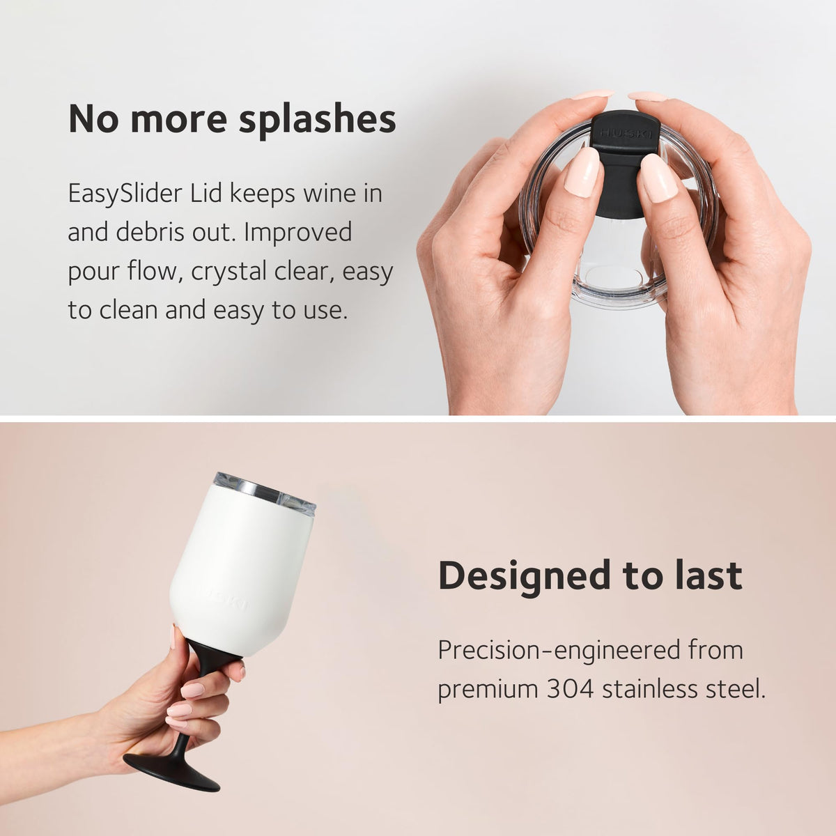Huski Wine Tumbler 2.0 triple insulation preserves temperature longer.