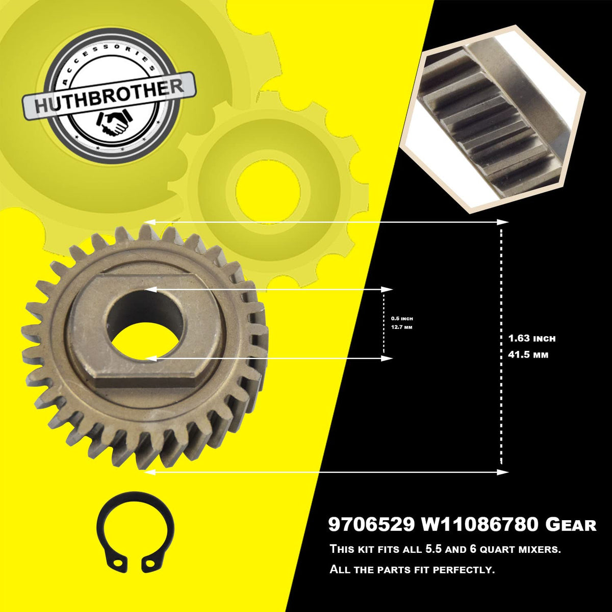 Close-up of the worm gear from the Huthbrother kit with precision teeth