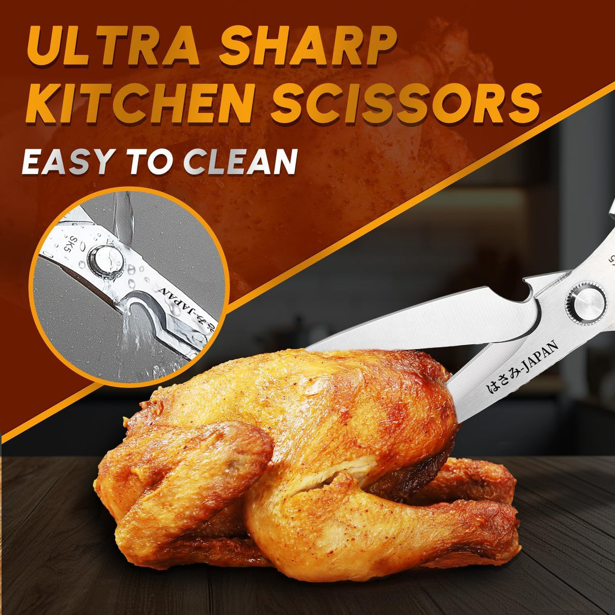 Huusk meat scissors featuring dual-shear design for precise cuts