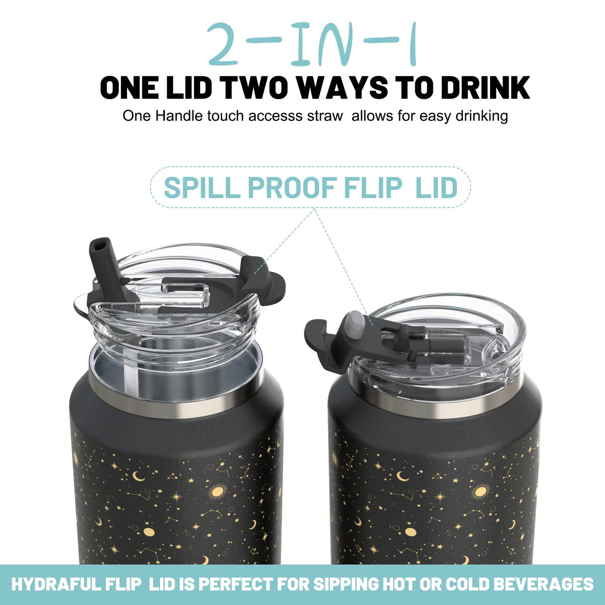 Hydraful 2-in-1 lid for versatile sipping and flipping options