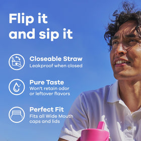Hydro Flask wide-mouth bottle with ice cubes for easy filling and chilling.