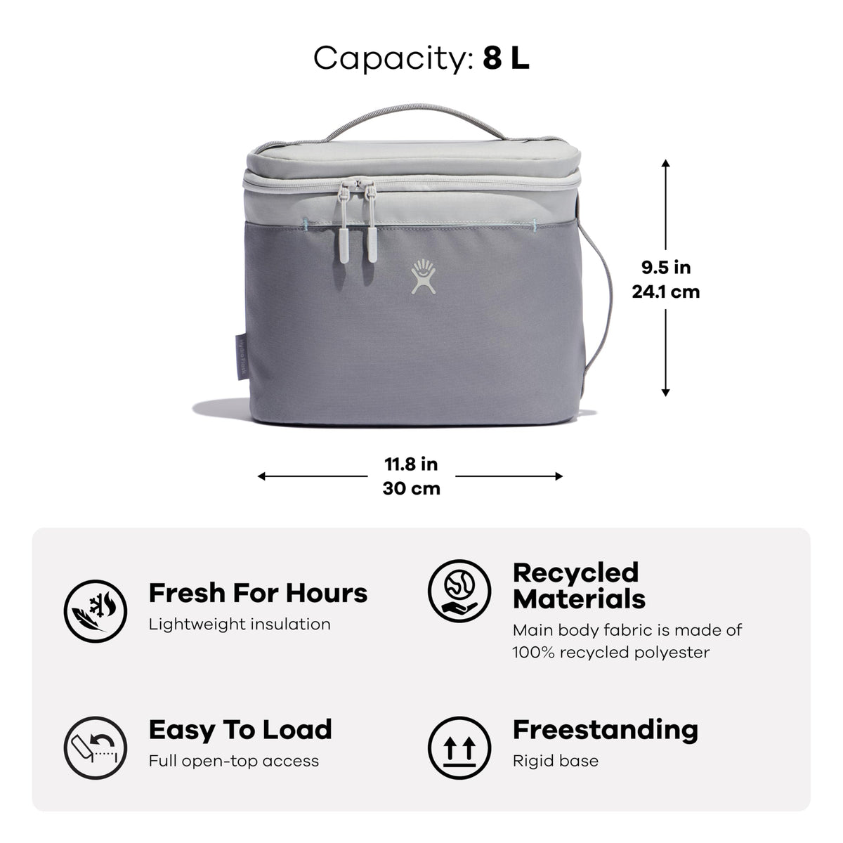 Hydro Flask lunch bag water-resistant fabric withstands daily commuting.