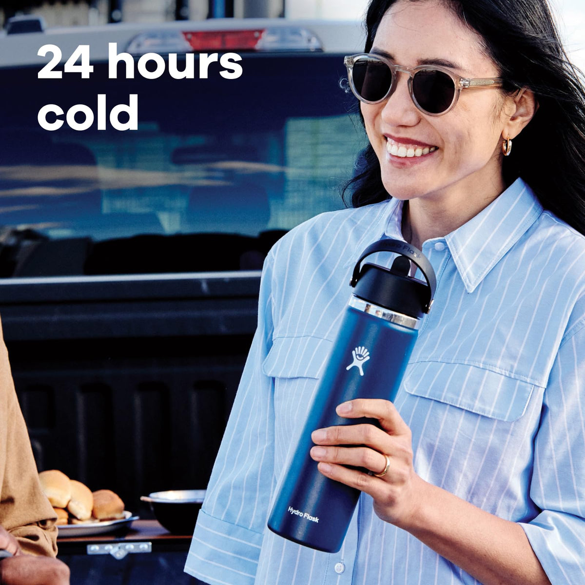 Hydro Flask Aloe Green bottle with TempShield insulation keeps beverages cool.
