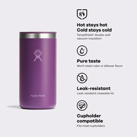 Hydro Flask cupholder-friendly design fits cars, desks, and strollers for easy grabbing.